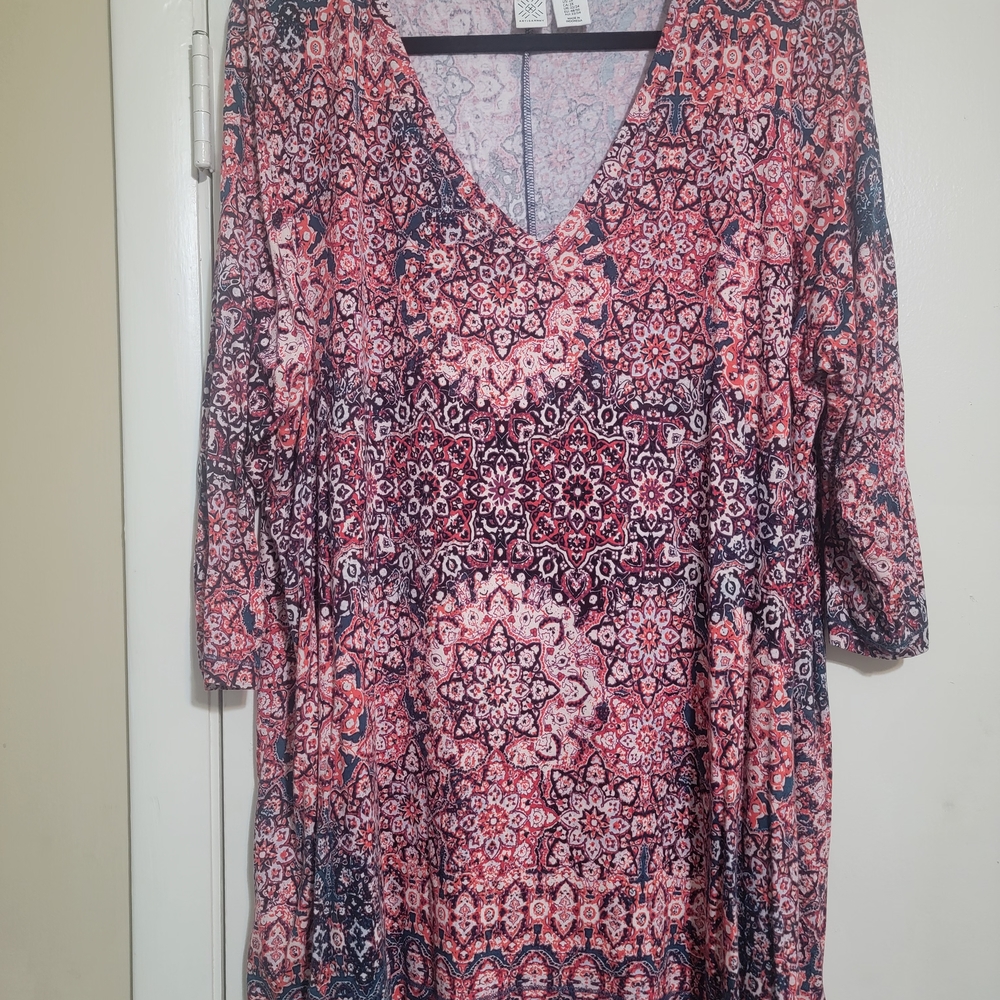 Artisan Ny Red and Blue Patterned Tunic